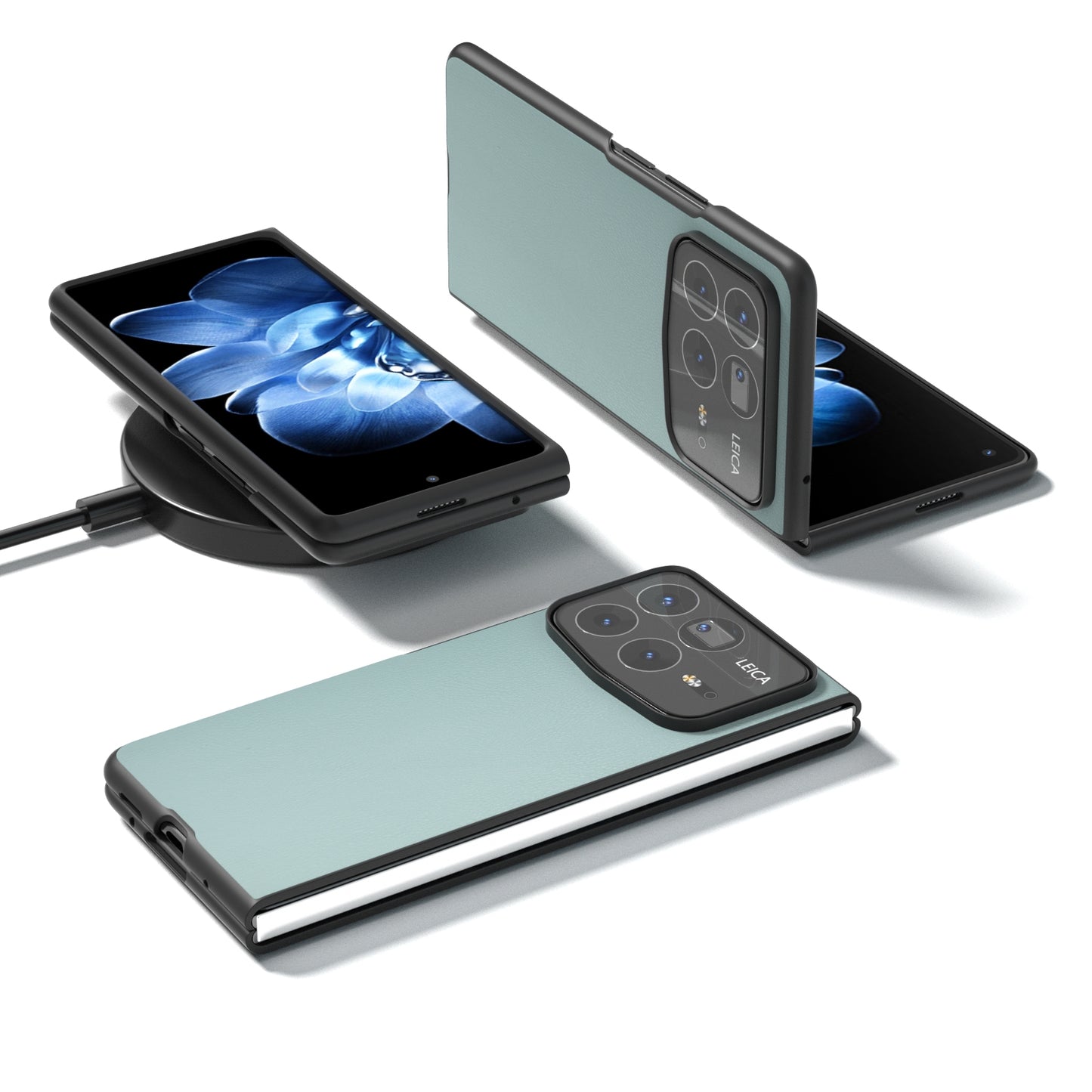 For Xiaomi Mix Fold 4 PU Leather Black Frame Full Coverage Phone Case(Light Blue)