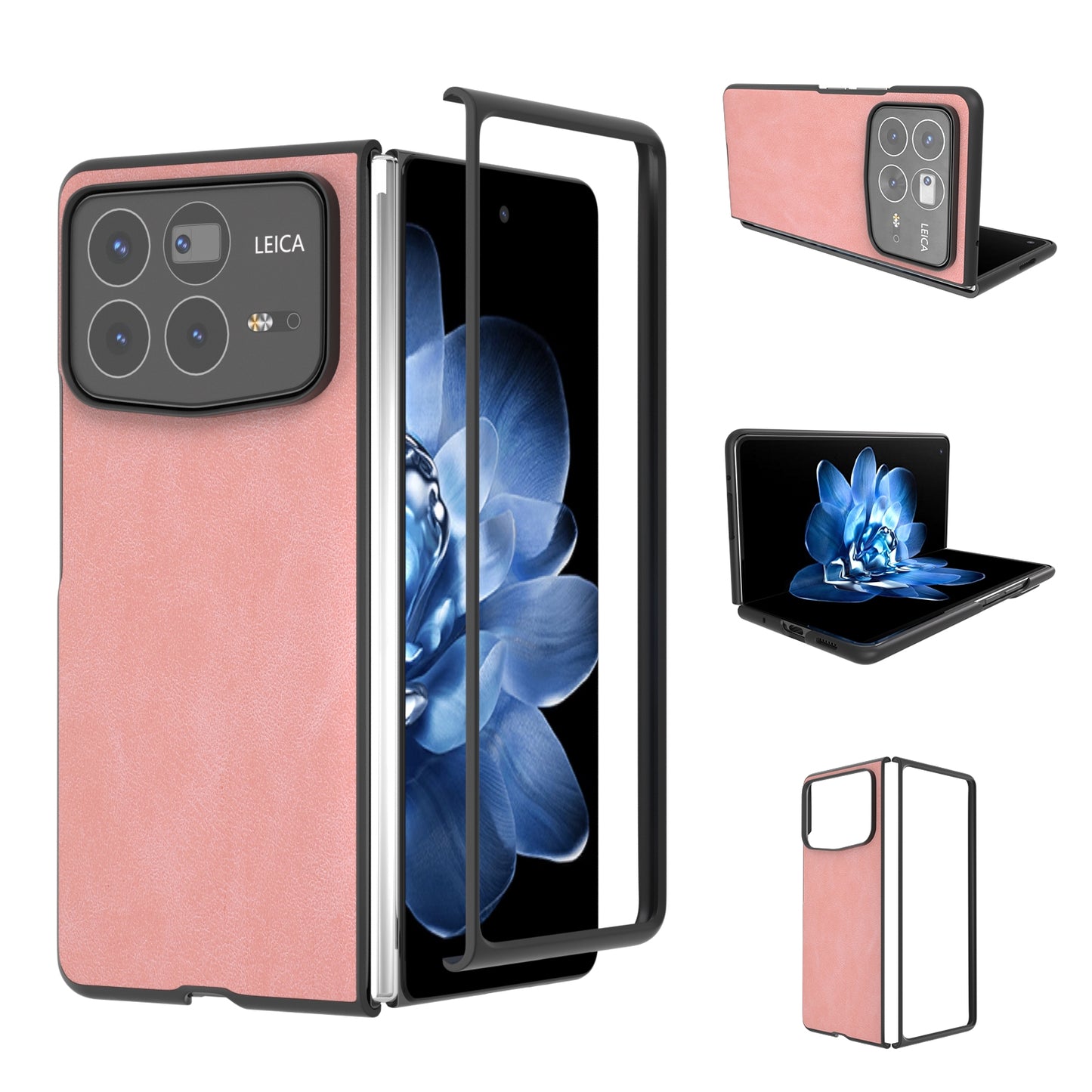For Xiaomi Mix Fold 4 Black Frame PU Leather Full Coverage Phone Case(Pink)