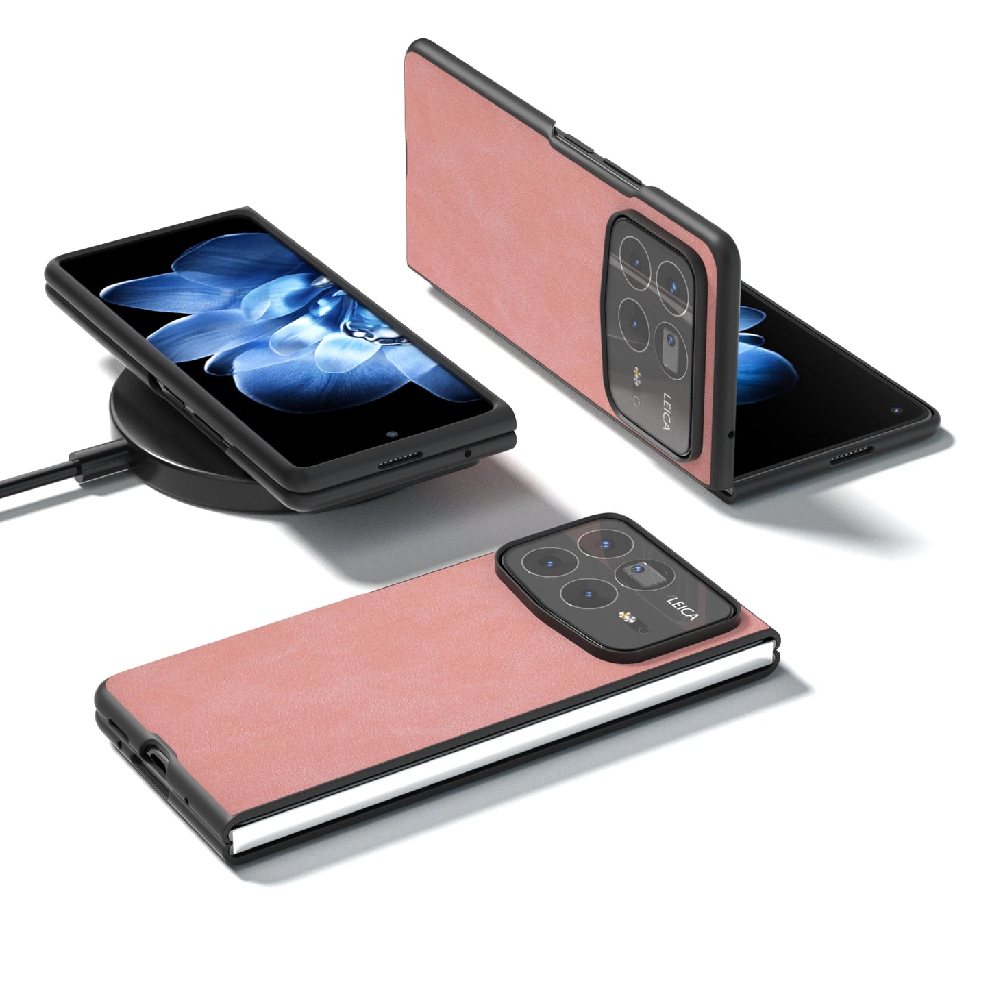 For Xiaomi Mix Fold 4 Black Frame PU Leather Full Coverage Phone Case(Pink)