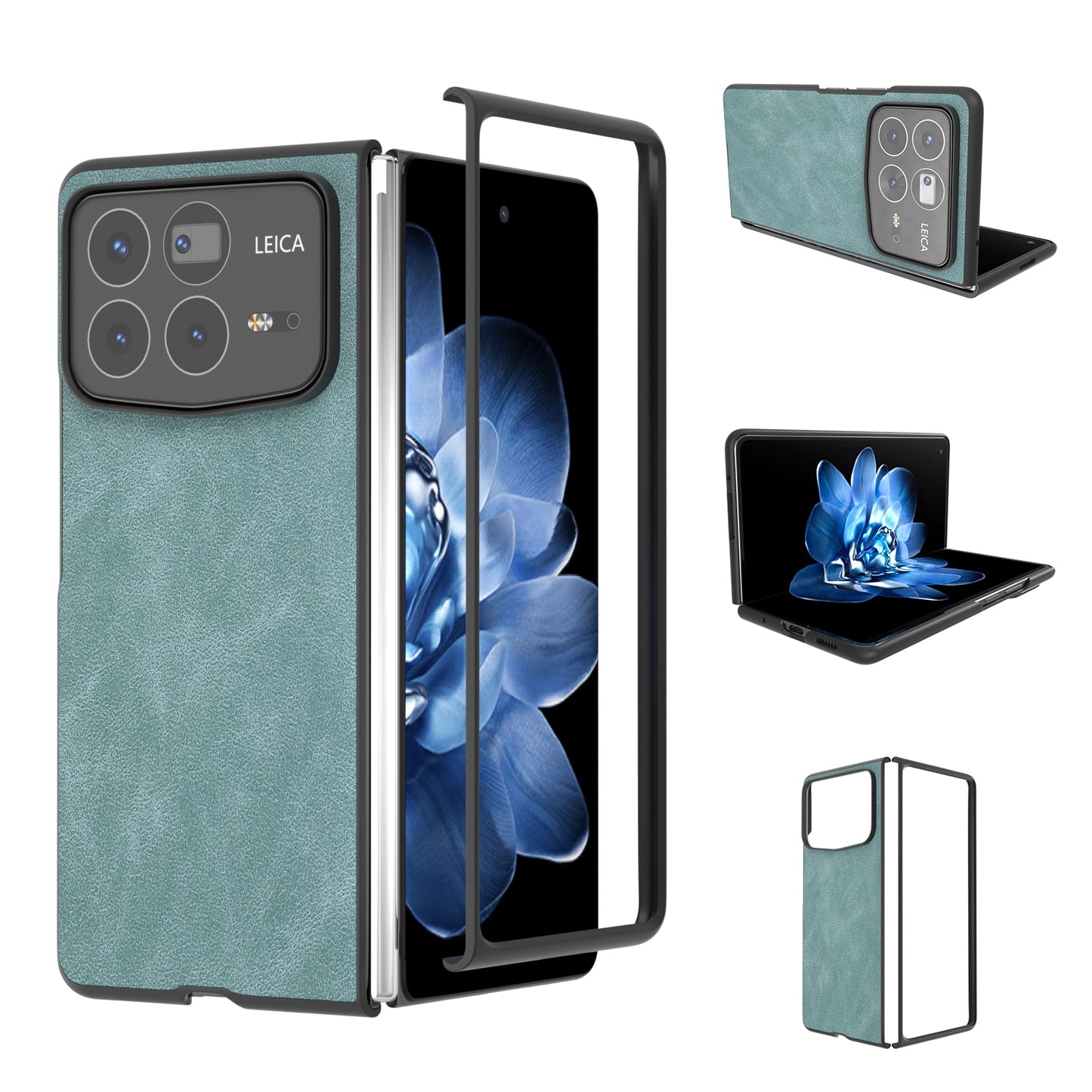 For Xiaomi Mix Fold 4 Black Frame PU Leather Full Coverage Phone Case(Light Blue)