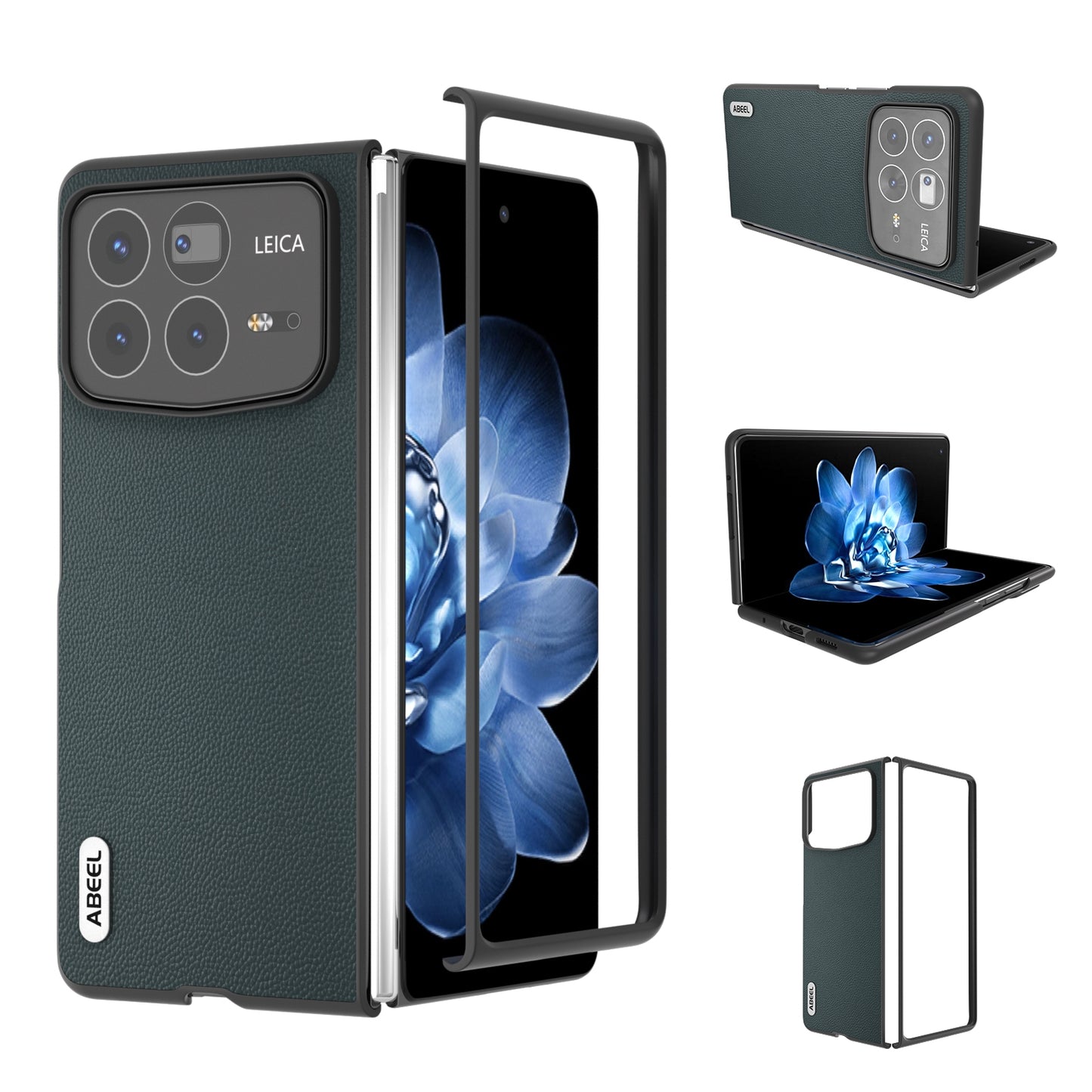 For Xiaomi Mix Fold 4 ABEEL Genuine Leather Elegant Black Edge Phone Case(Green)
