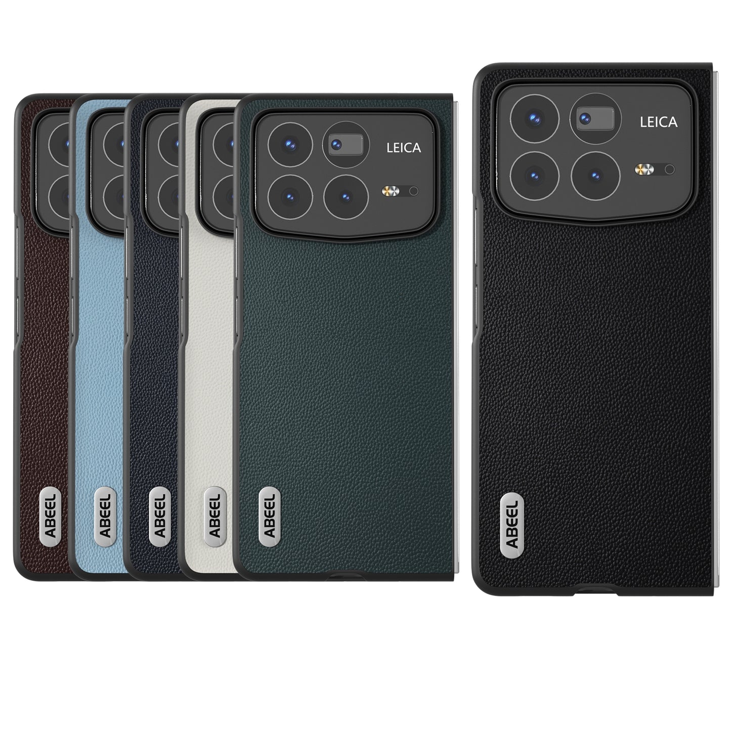 For Xiaomi Mix Fold 4 ABEEL Genuine Leather Elegant Black Edge Phone Case(Sky Blue)