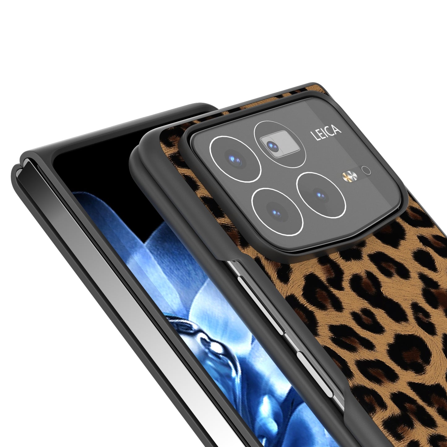 For Xiaomi Mix Fold 4 Black Frame Leopard Full Coverage Phone Case(Leopard Print)