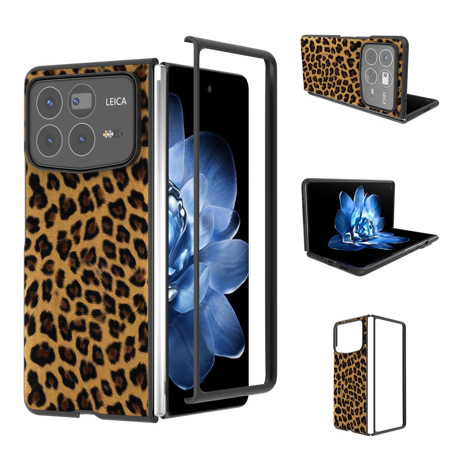 For Xiaomi Mix Fold 4 Black Frame Leopard Full Coverage Phone Case(Golden Leopard)