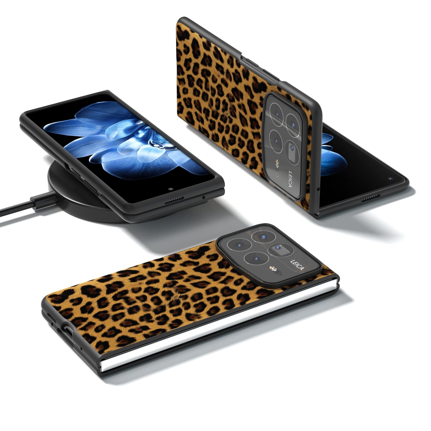 For Xiaomi Mix Fold 4 Black Frame Leopard Full Coverage Phone Case(Golden Leopard)