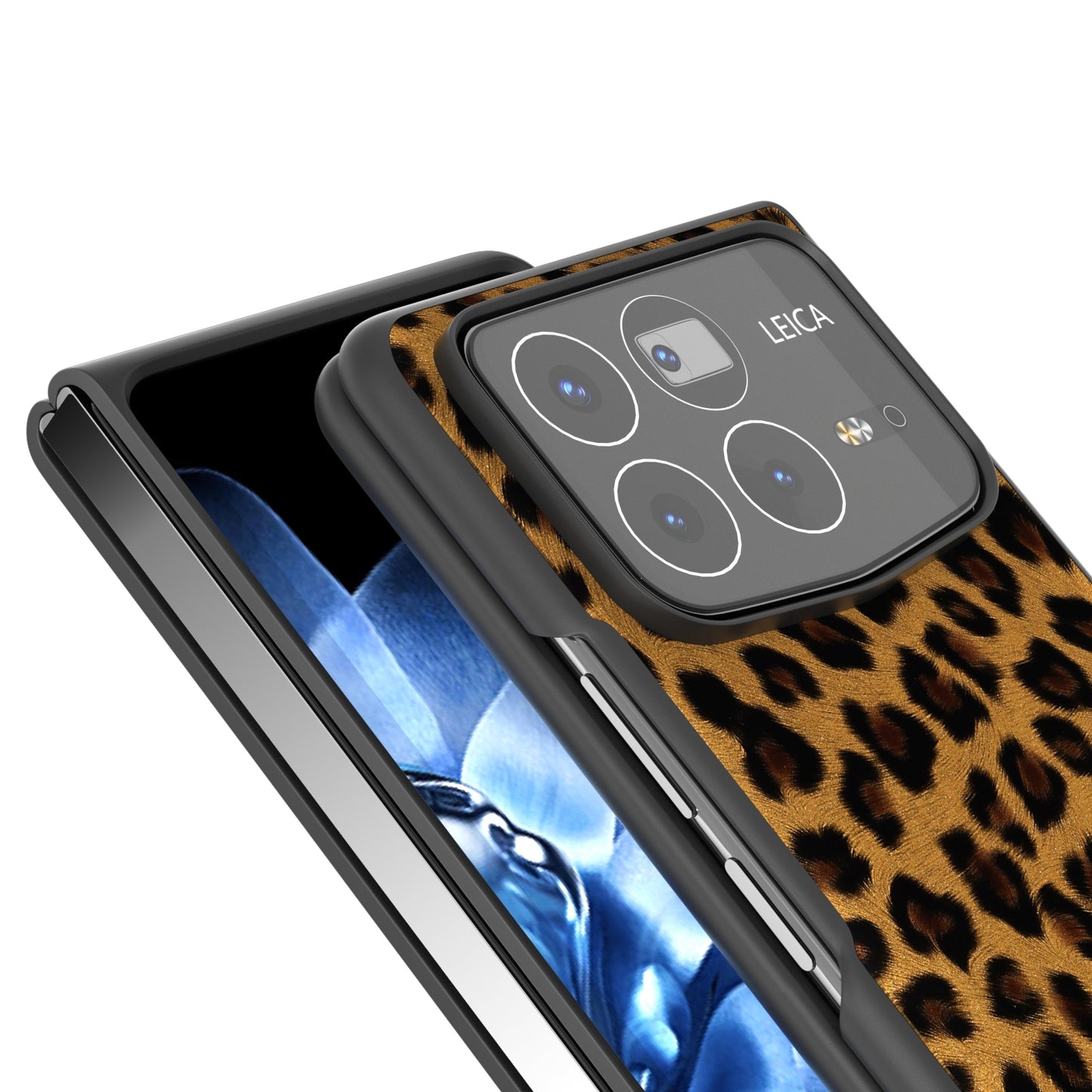 For Xiaomi Mix Fold 4 Black Frame Leopard Full Coverage Phone Case(Golden Leopard)