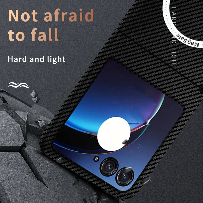 For Motorola Razr 50 Ultra Carbon Fiber Texture MagSafe Magnetic Phone Case(Blue Purple)