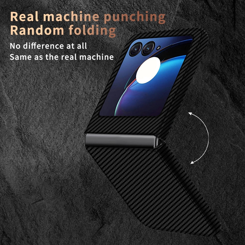 For Motorola Razr 50 Ultra Carbon Fiber Texture Shockproof Phone Case(Black Silver)