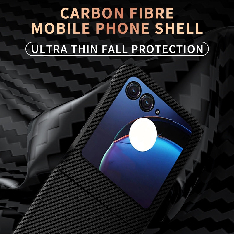 For Motorola Razr 50 Carbon Fiber Texture Shockproof Phone Case(Black Red)