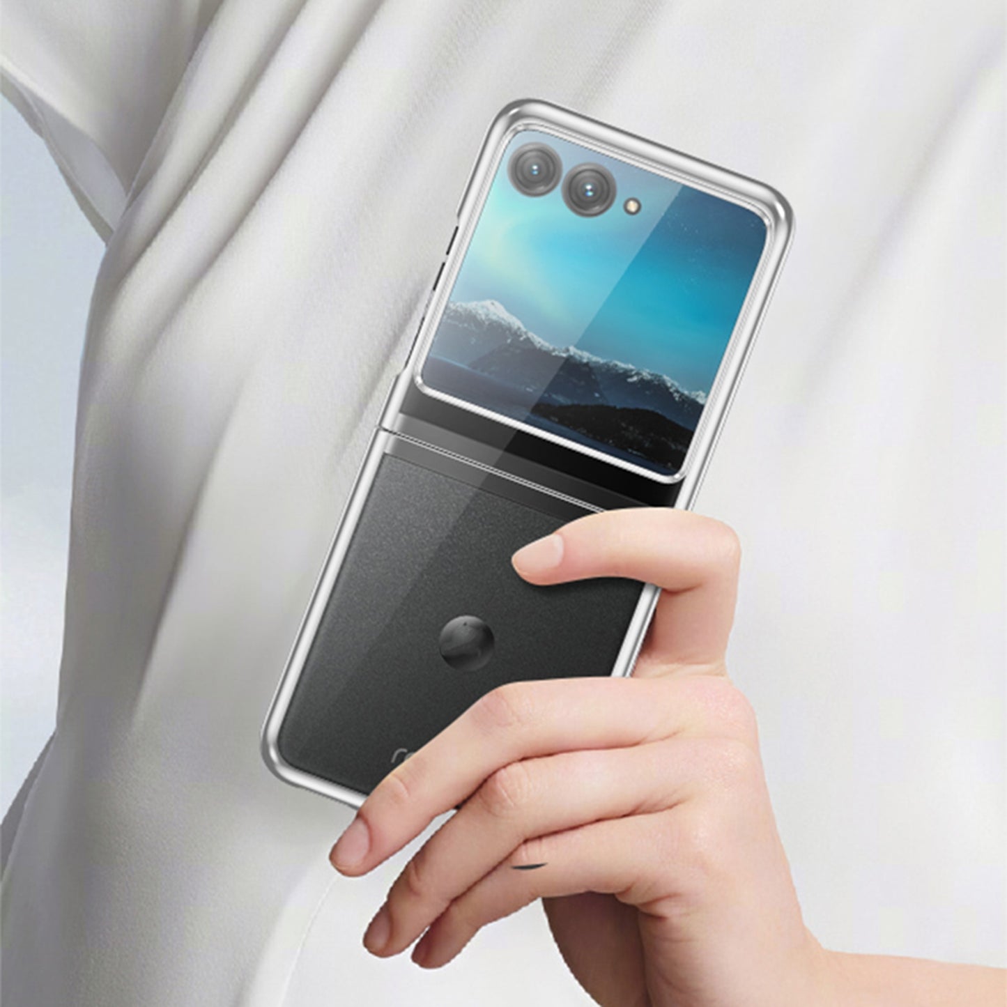 For Motorola Razr 50 Ultra 6D Electroplating PC Shockproof Phone Case(Black)