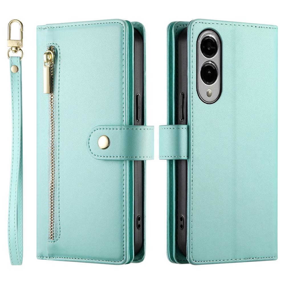 For Samsung Galaxy S25 Edge 5G Nine Card-slot Zipper Wallet Bag Leather Phone Case(Mint Green)