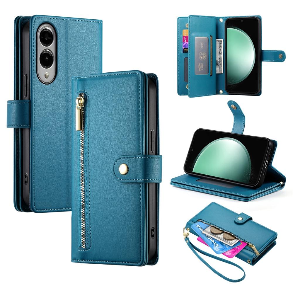 For Samsung Galaxy S25 Edge 5G Nine Card-slot Zipper Wallet Bag Leather Phone Case(Blue)