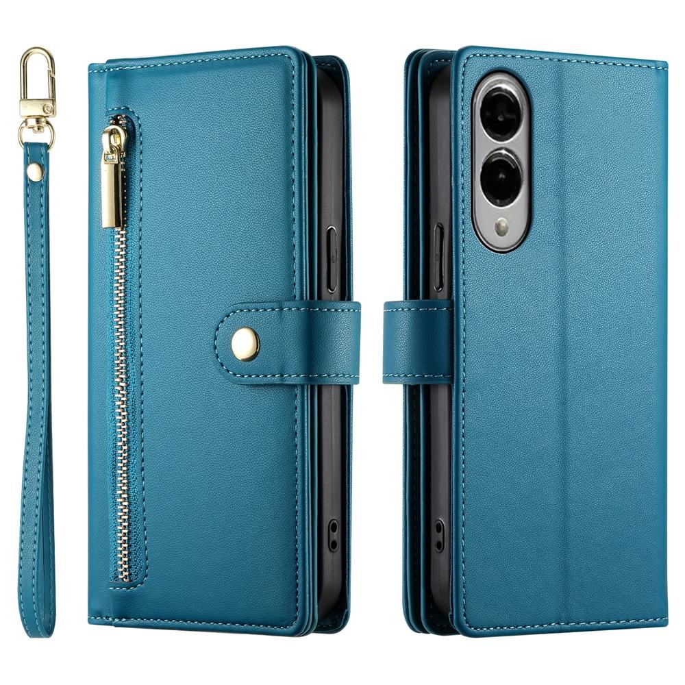 For Samsung Galaxy S25 Edge 5G Nine Card-slot Zipper Wallet Bag Leather Phone Case(Blue)
