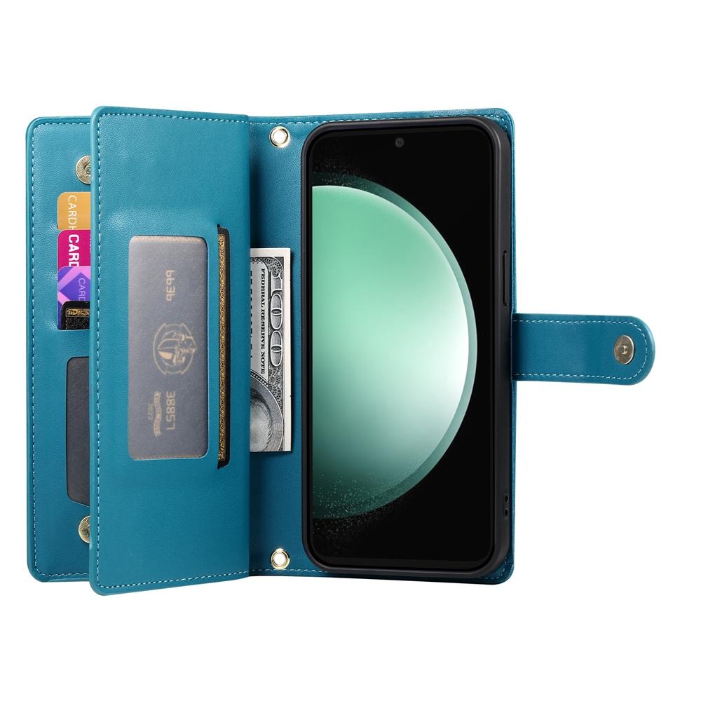 For Samsung Galaxy S25 Edge 5G Nine Card-slot Zipper Wallet Bag Leather Phone Case(Blue)