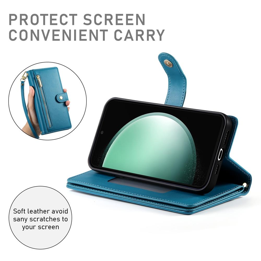 For Samsung Galaxy S25 Edge 5G Nine Card-slot Zipper Wallet Bag Leather Phone Case(Blue)