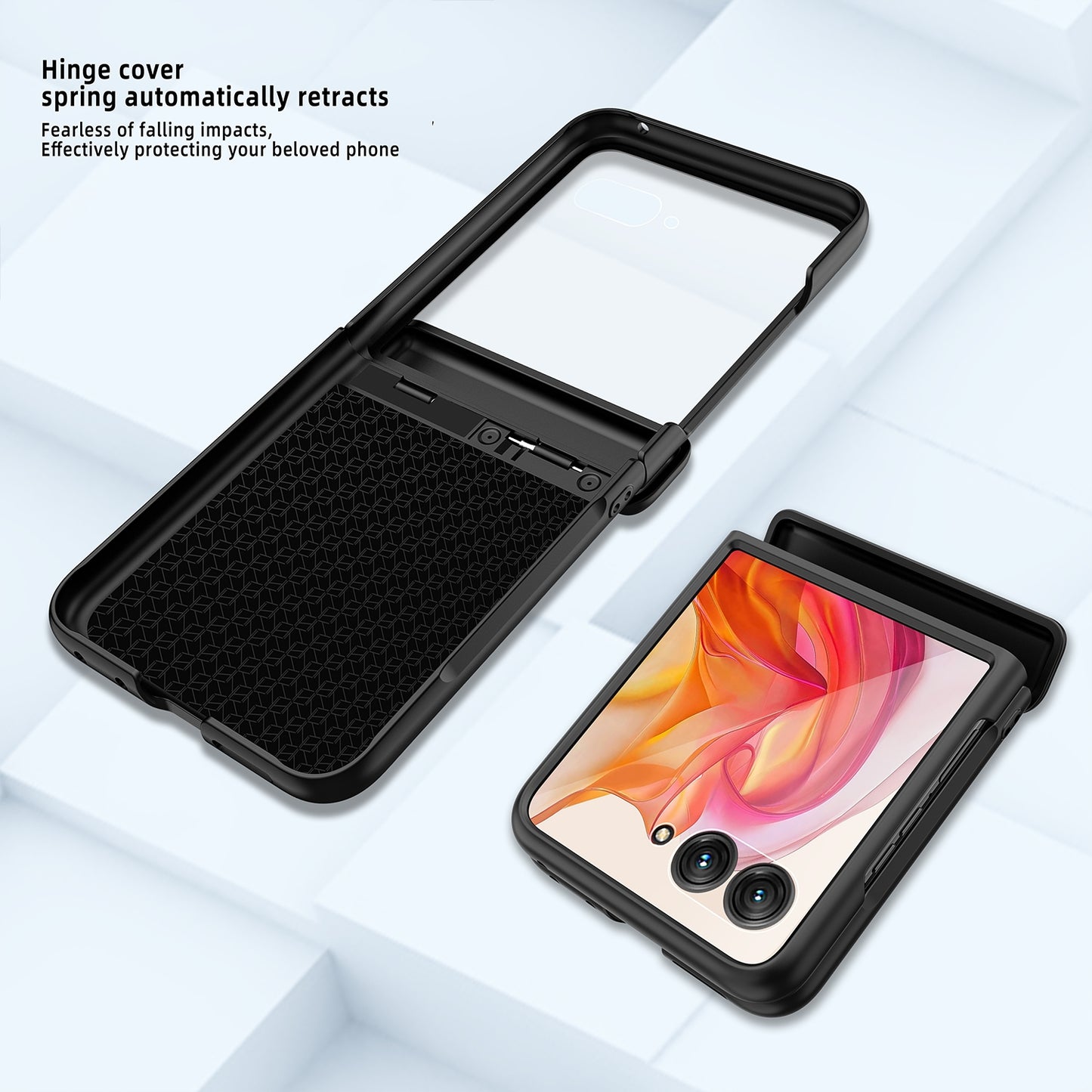 For Motorola Razr 50 Ultra Integrated Fold Hinge Grid Texture Phone Case(Purple)