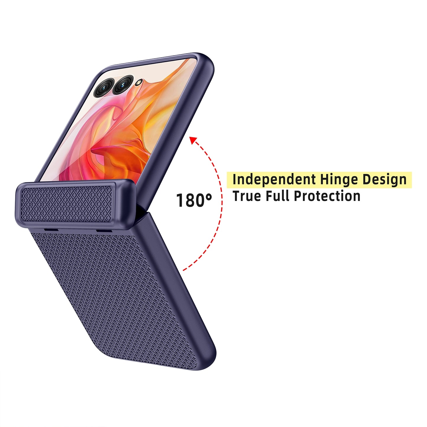 For Motorola Razr 50 Ultra Integrated Fold Hinge Grid Texture Phone Case(Orange)