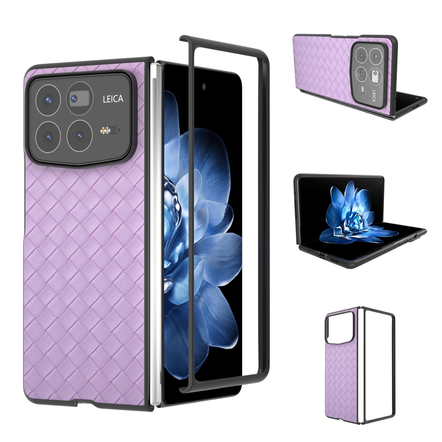 For Xiaomi Mix Fold 4 Black Frame Woven Texture PU Phone Case(Purple)