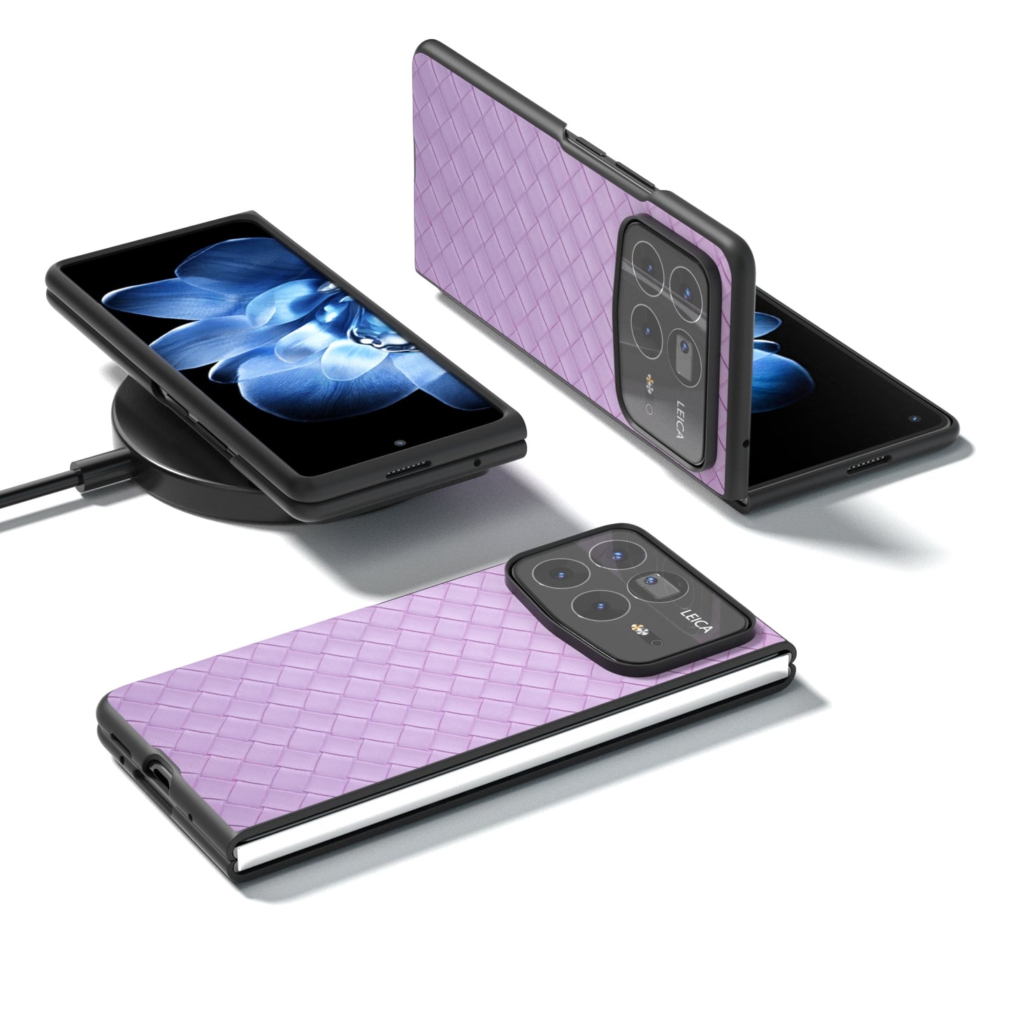 For Xiaomi Mix Fold 4 Black Frame Woven Texture PU Phone Case(Purple)