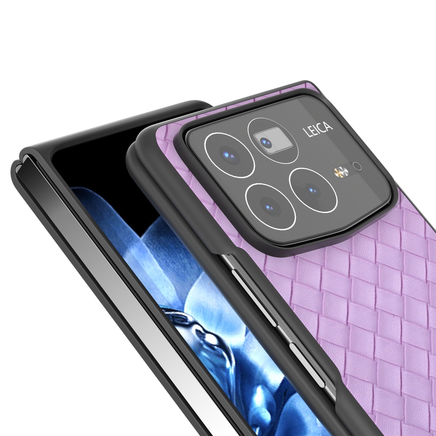 For Xiaomi Mix Fold 4 Black Frame Woven Texture PU Phone Case(Purple)