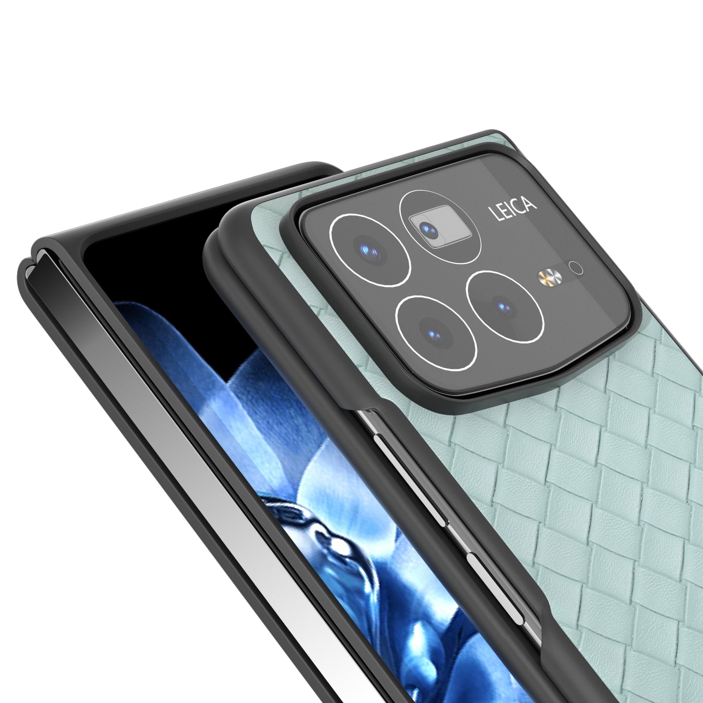 For Xiaomi Mix Fold 4 Black Frame Woven Texture PU Phone Case(Light Green)