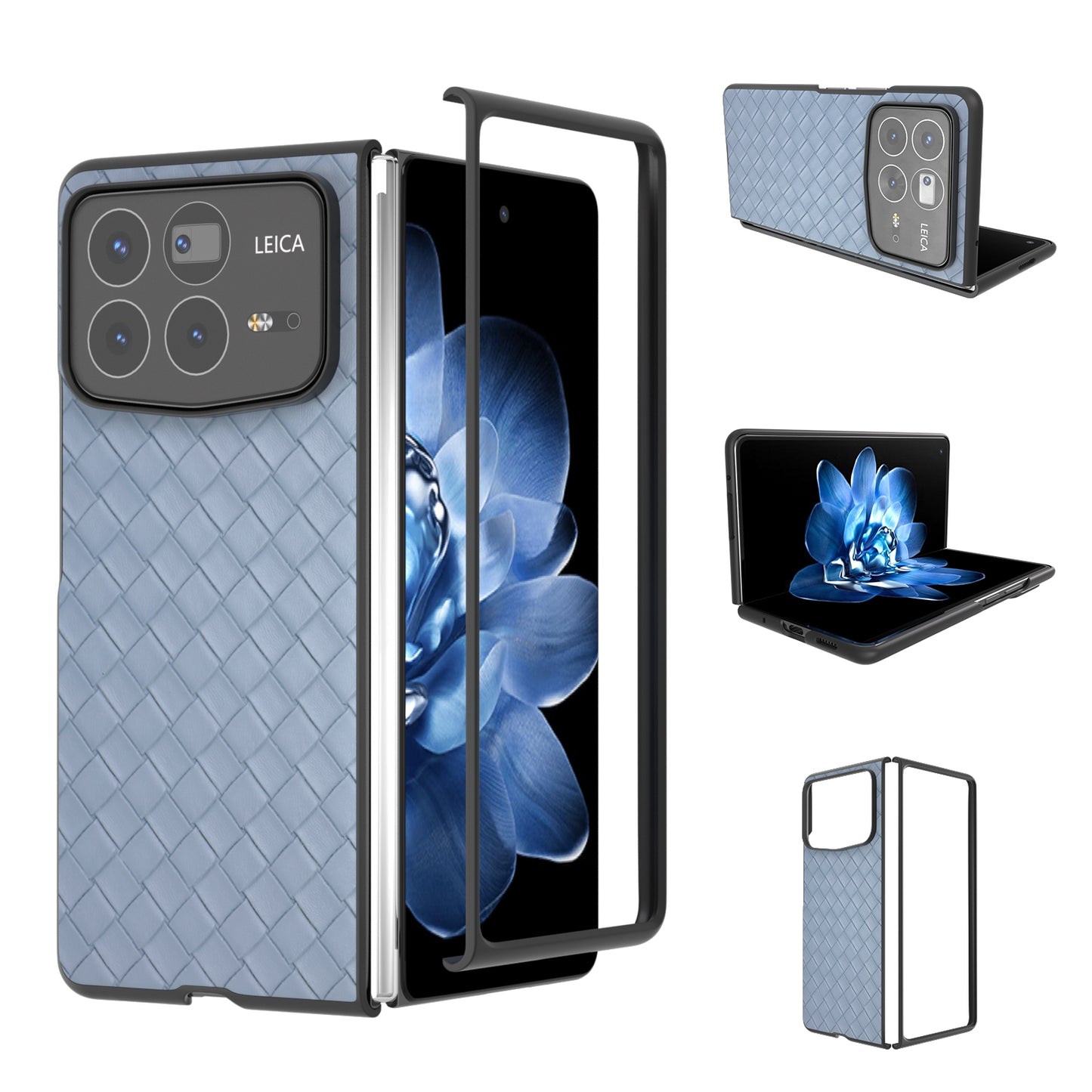 For Xiaomi Mix Fold 4 Black Frame Woven Texture PU Phone Case(Light Blue)