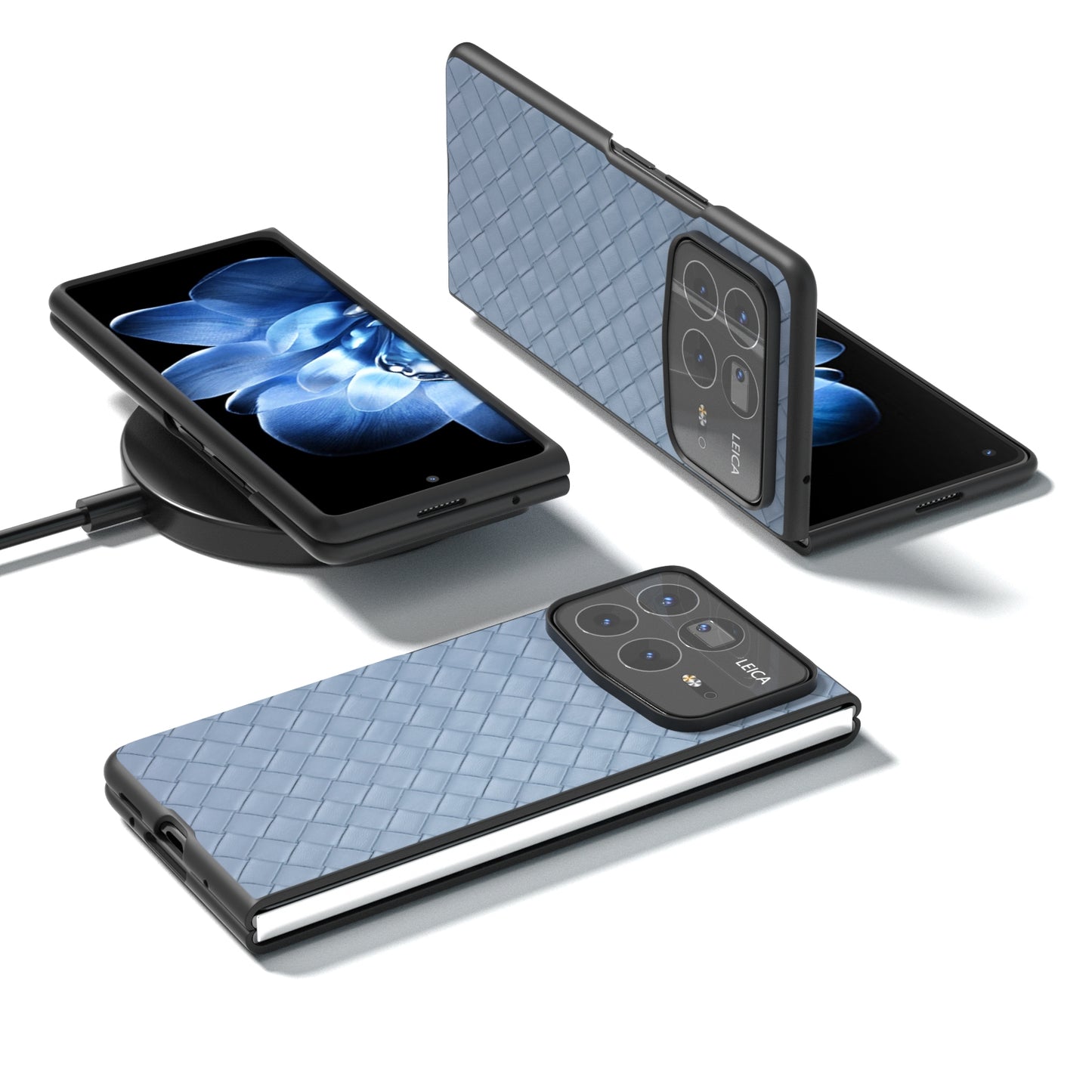 For Xiaomi Mix Fold 4 Black Frame Woven Texture PU Phone Case(Light Blue)