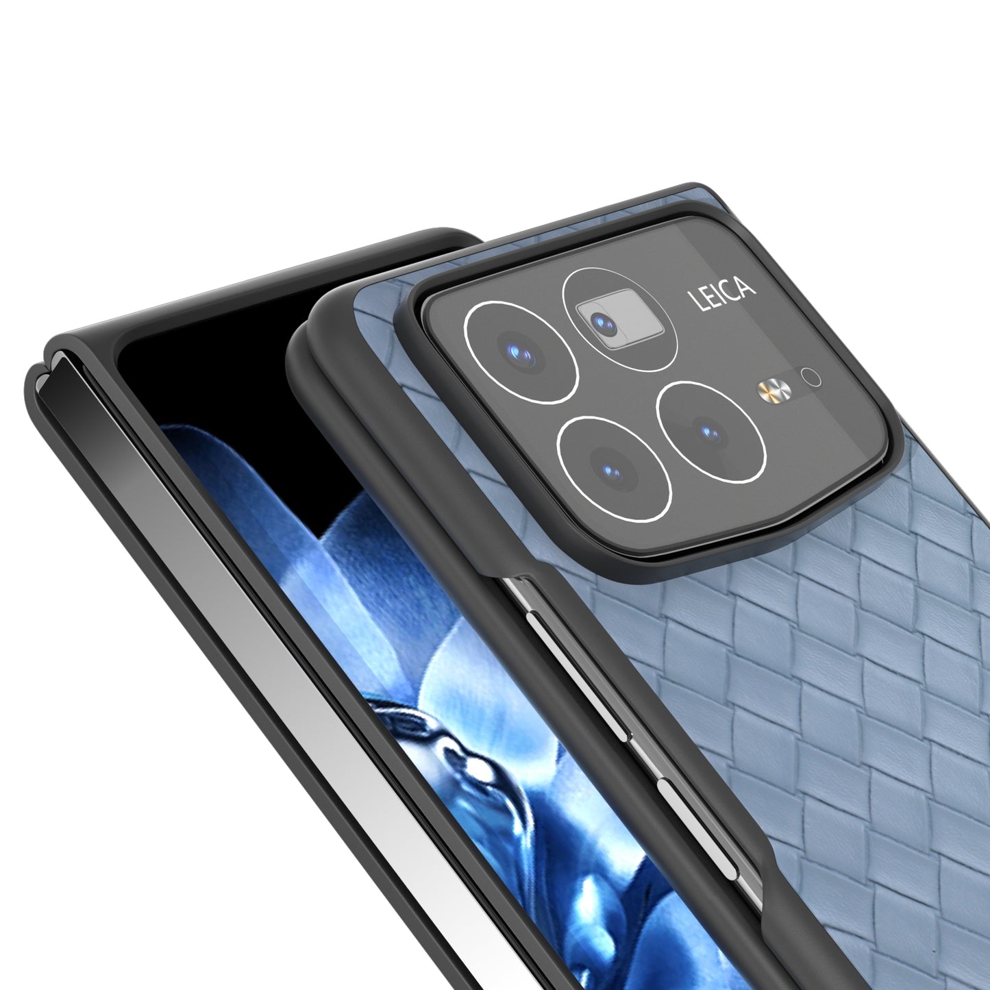 For Xiaomi Mix Fold 4 Black Frame Woven Texture PU Phone Case(Light Blue)