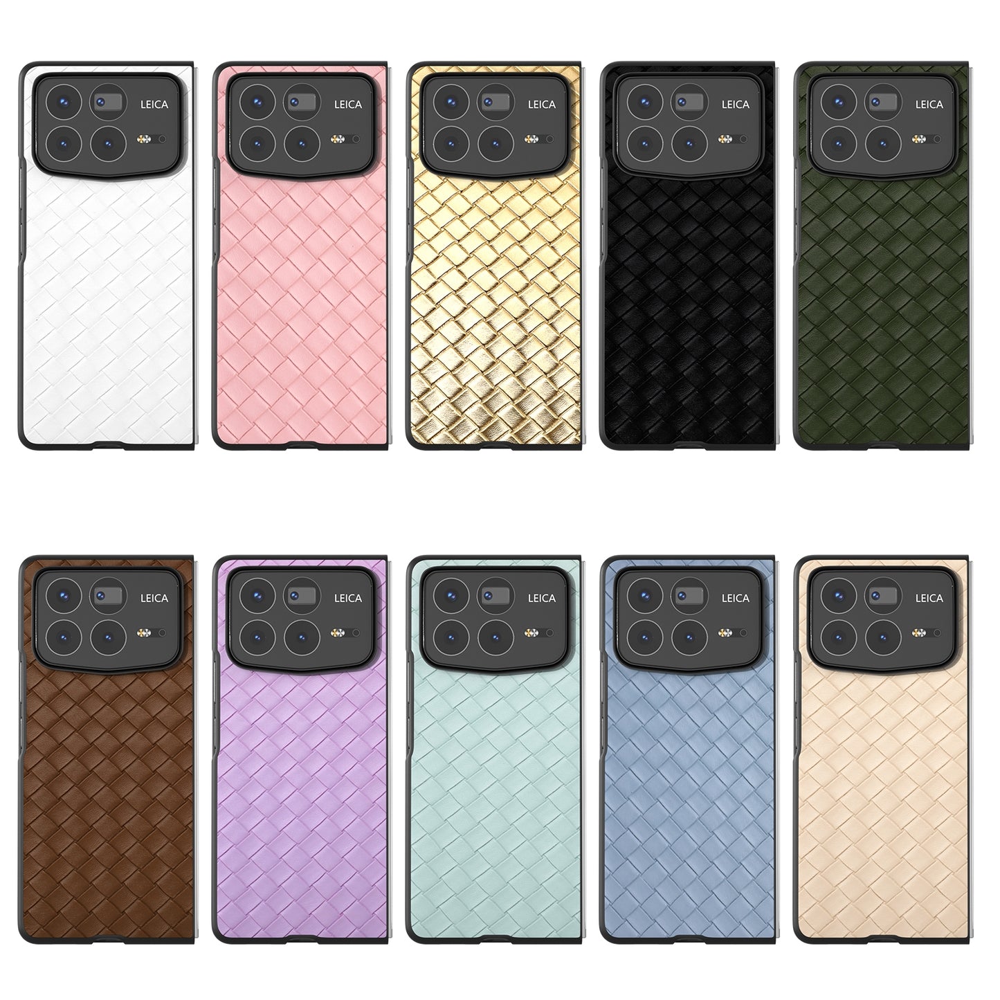 For Xiaomi Mix Fold 4 Black Frame Woven Texture PU Phone Case(Beige)