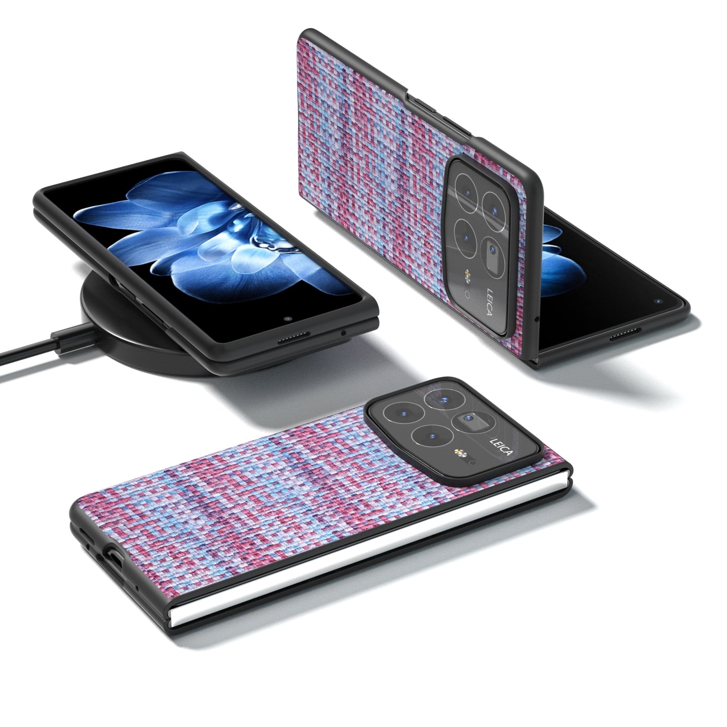 For Xiaomi Mix Fold 4 Black Frame Color Lattice Texture PU Phone Case(Purple)