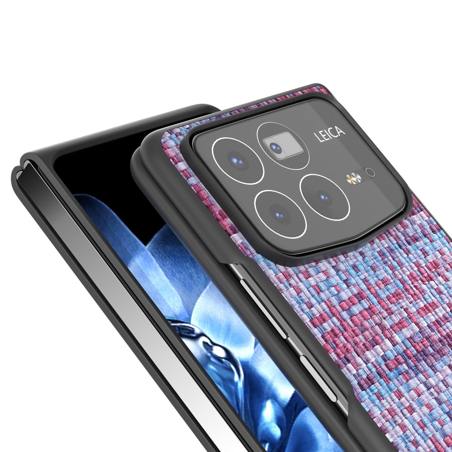 For Xiaomi Mix Fold 4 Black Frame Color Lattice Texture PU Phone Case(Purple)