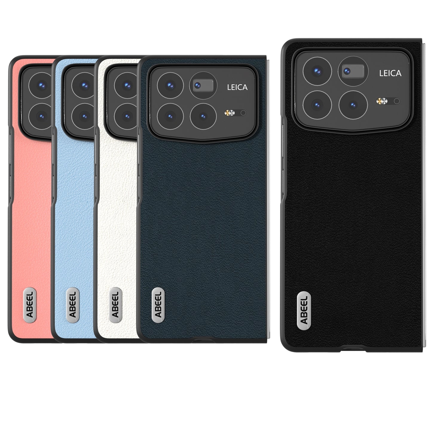 For Xiaomi Mix Fold 4 ABEEL Genuine Leather Wave Black Edge Phone Case(Grey)