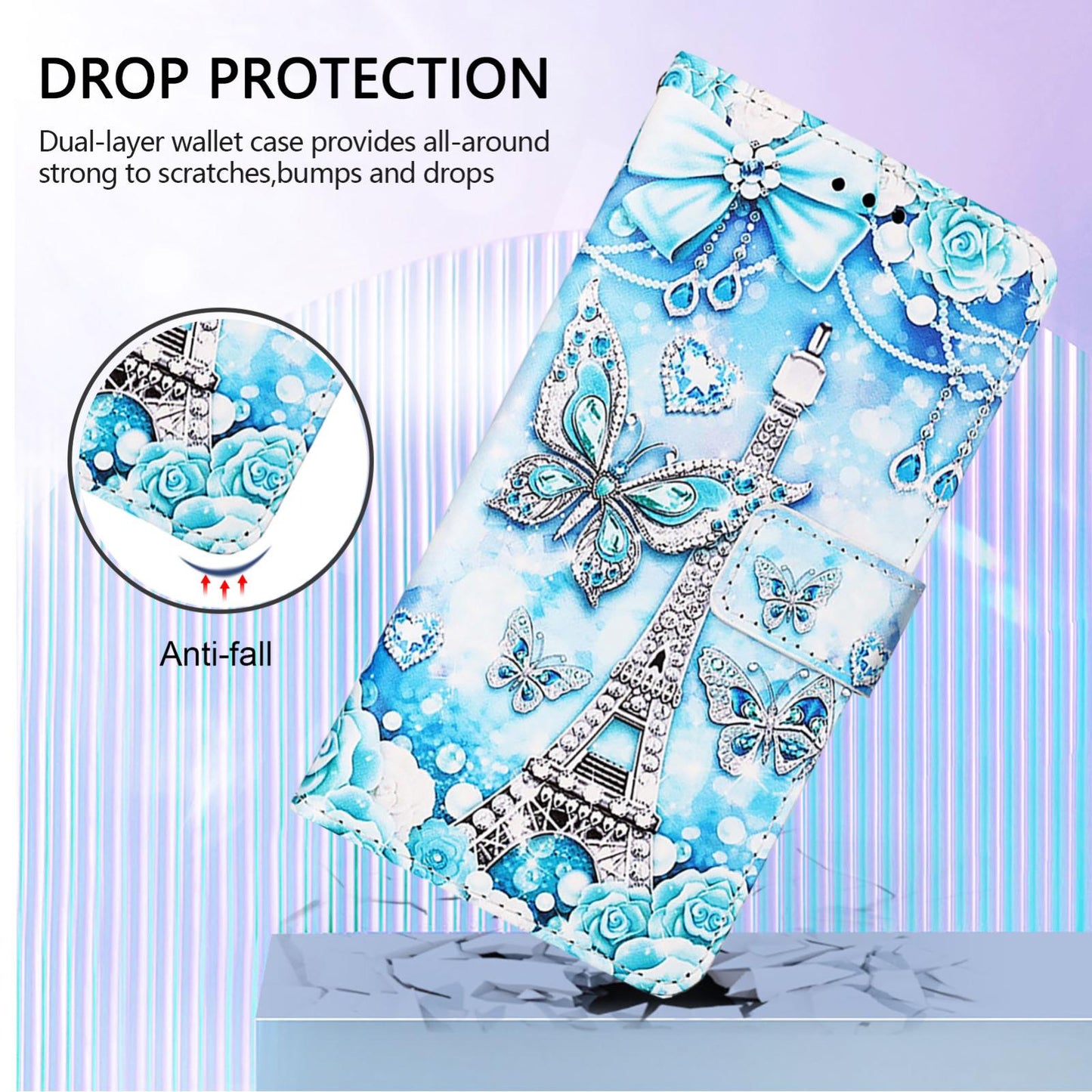 For Samsung Galaxy S25 Edge 5G Colored Drawing Pattern Plain Weave Leather Phone Case(Tower Butterfly)