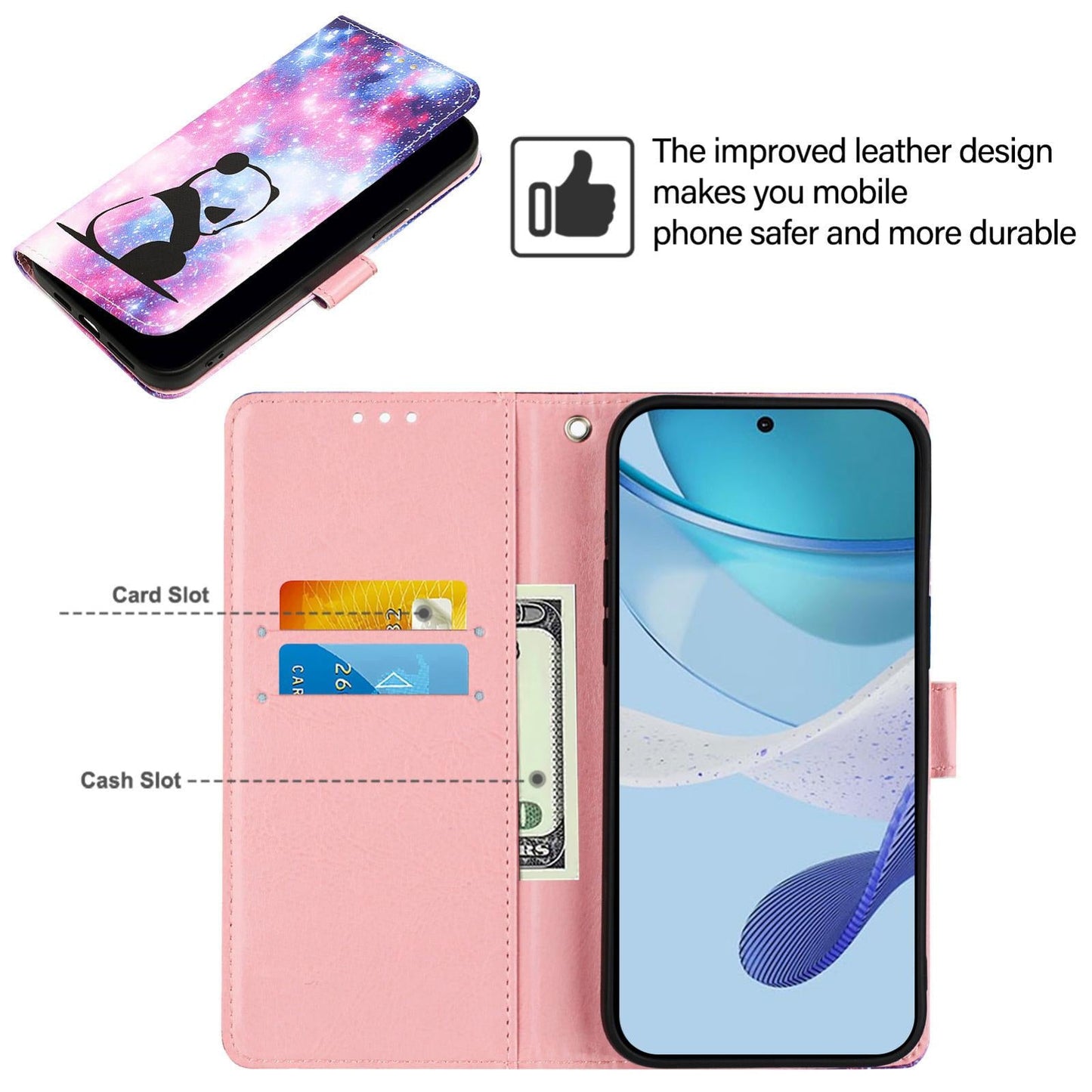 For Samsung Galaxy S25 Edge 5G Colored Drawing Pattern Plain Weave Leather Phone Case(Baby Panda)