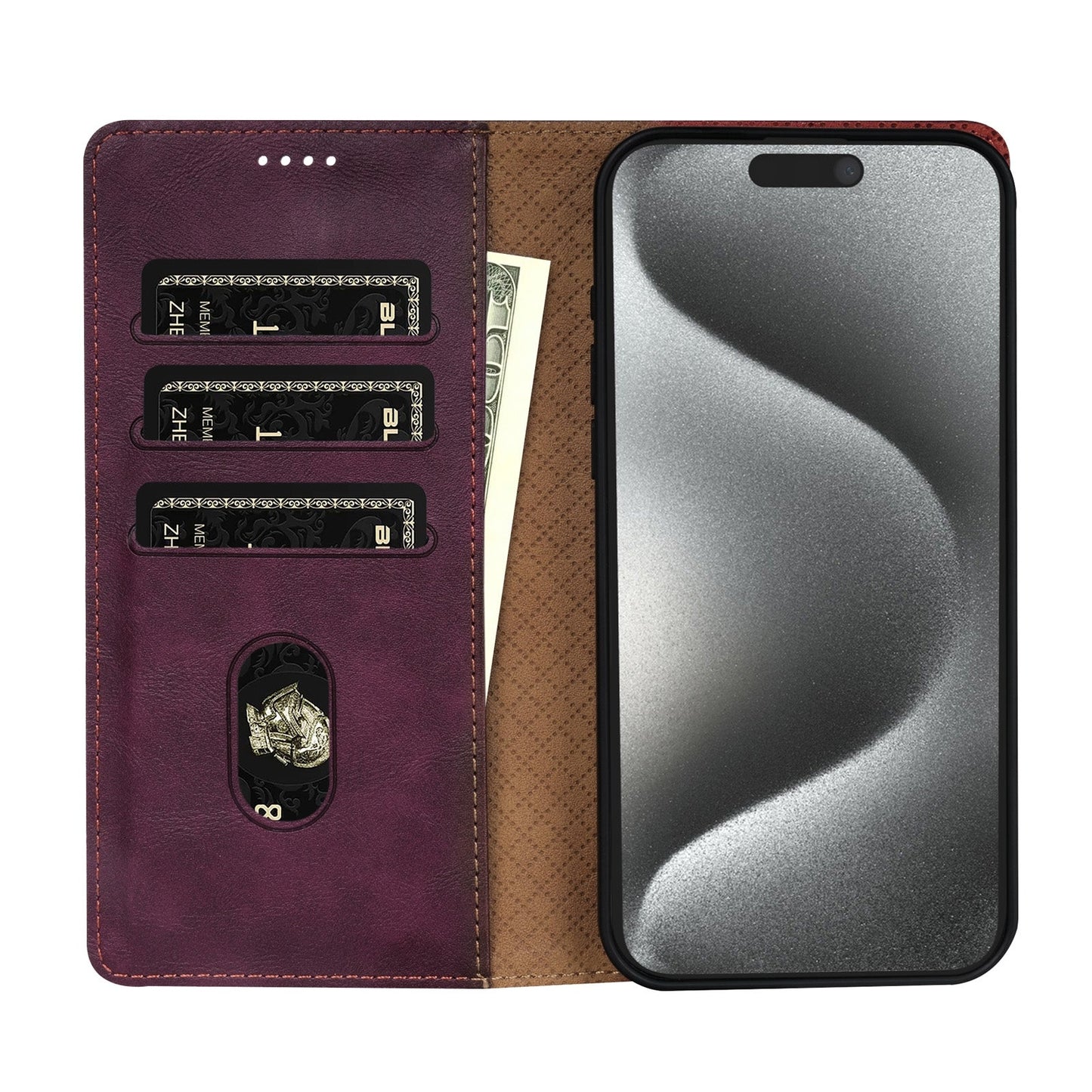 For iPhone 16e N.BEKUS CSJ-P1 Solid Color Leather Phone Case(Wine Red)