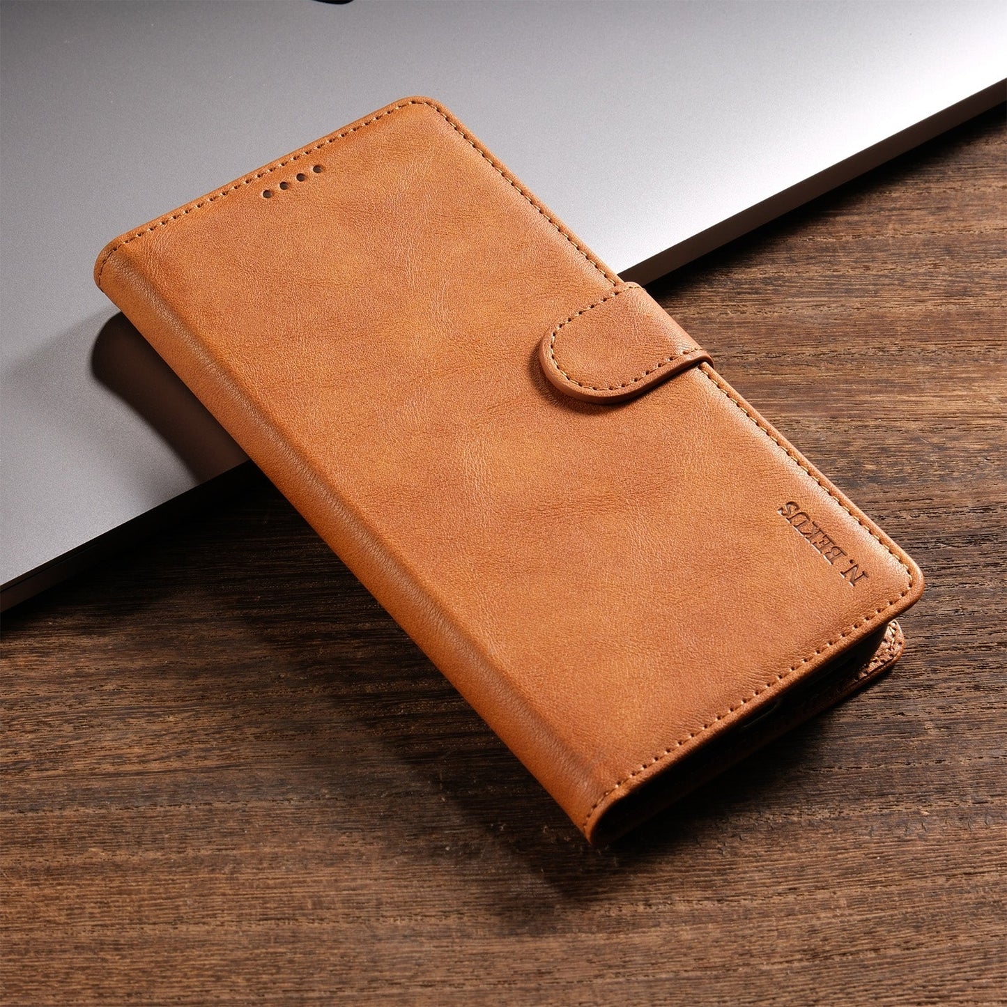 For iPhone 16e N.BEKUS CSJ-P1 Solid Color Leather Phone Case(Brown)