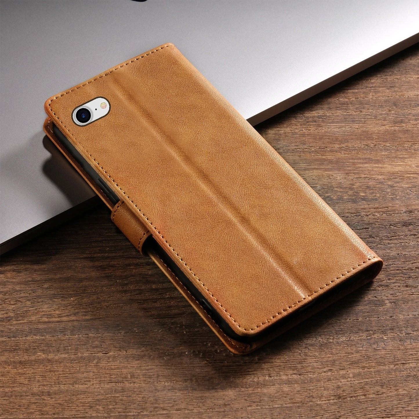 For iPhone 16e N.BEKUS CSJ-P1 Solid Color Leather Phone Case(Brown)