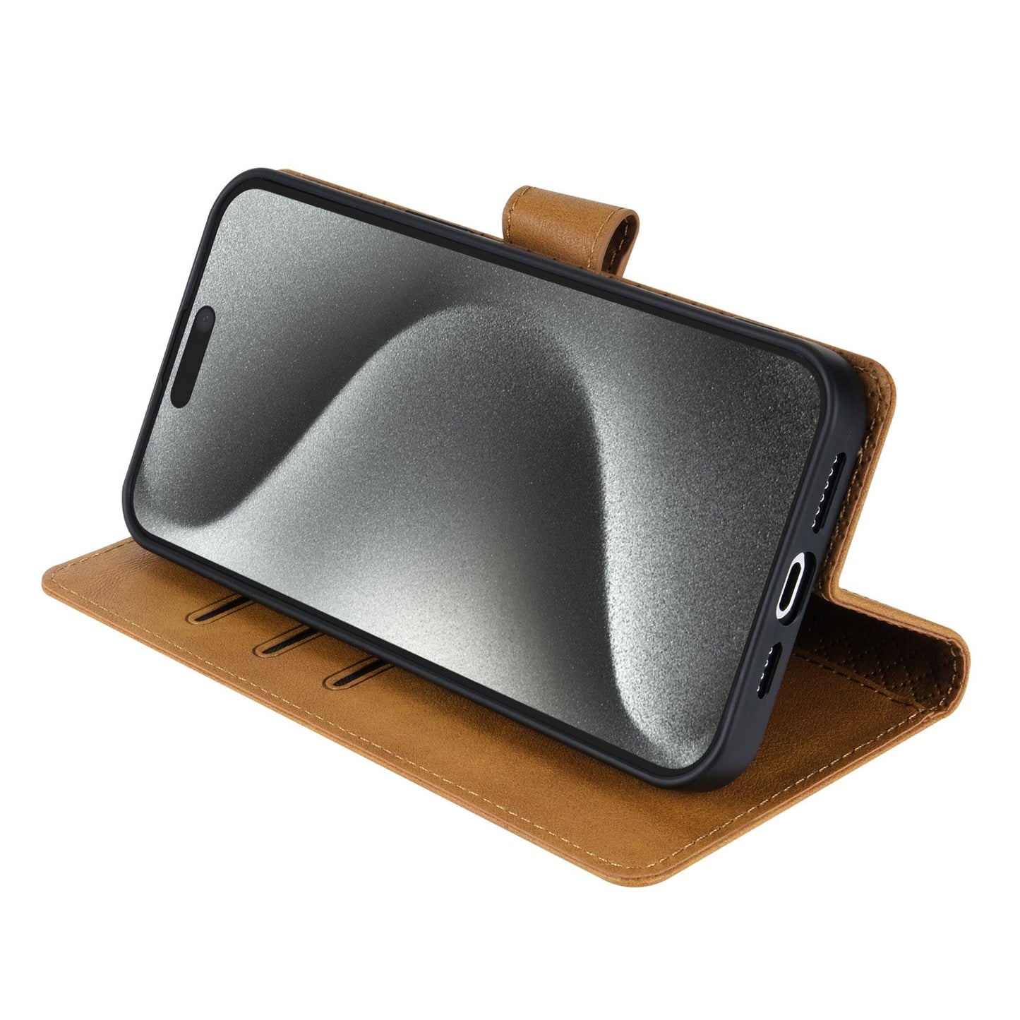 For iPhone 16e N.BEKUS CSJ-P1 Solid Color Leather Phone Case(Brown)
