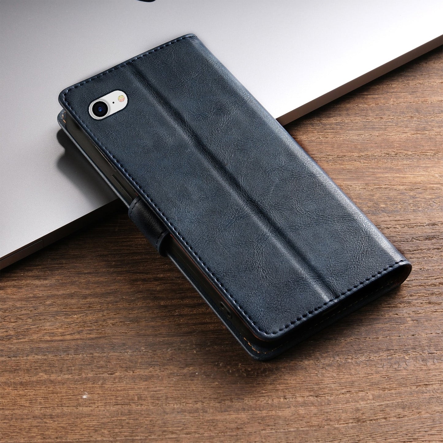 For iPhone 16e N.BEKUS CSJ-P1 Solid Color Leather Phone Case(Blue)