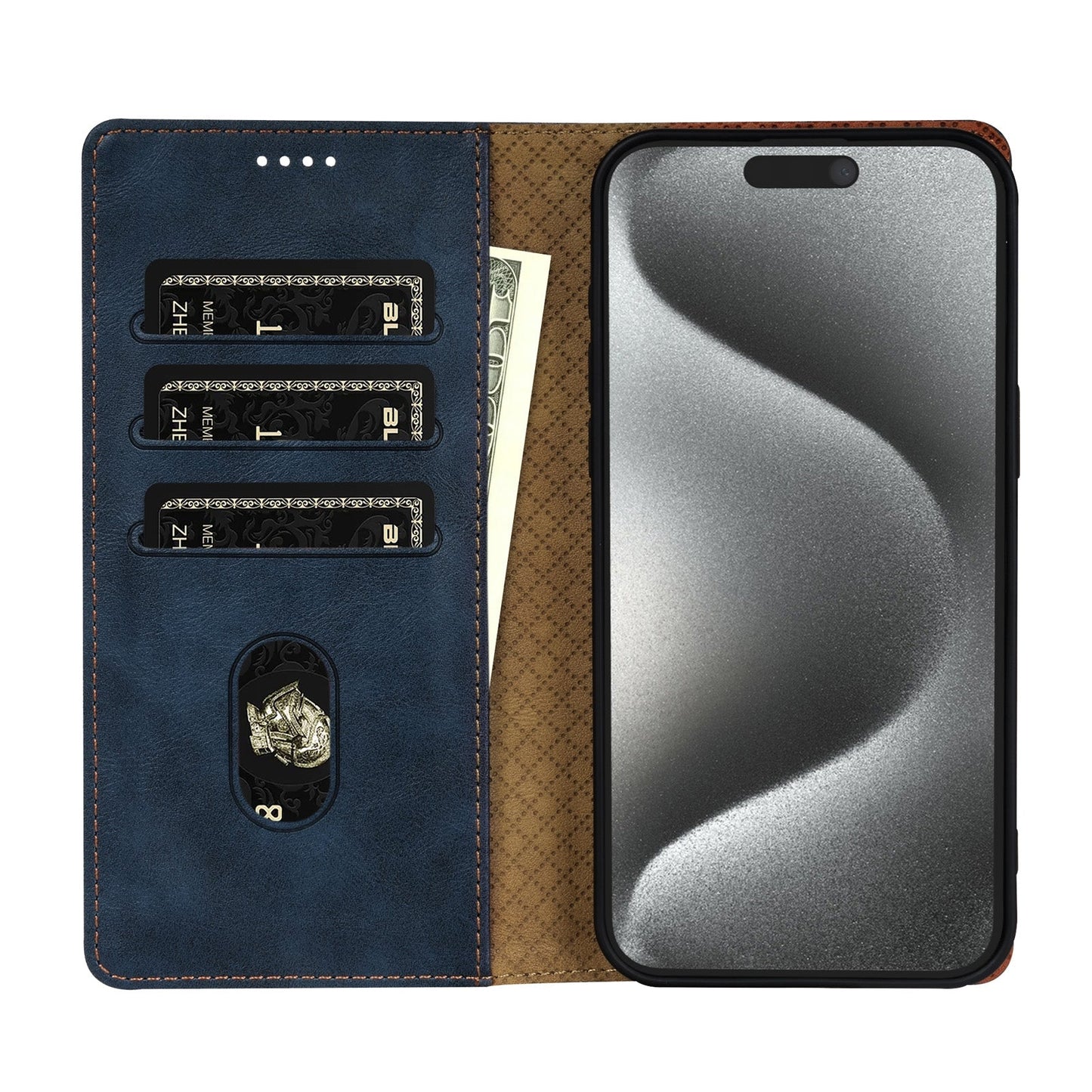 For iPhone 16e N.BEKUS CSJ-P1 Solid Color Leather Phone Case(Blue)