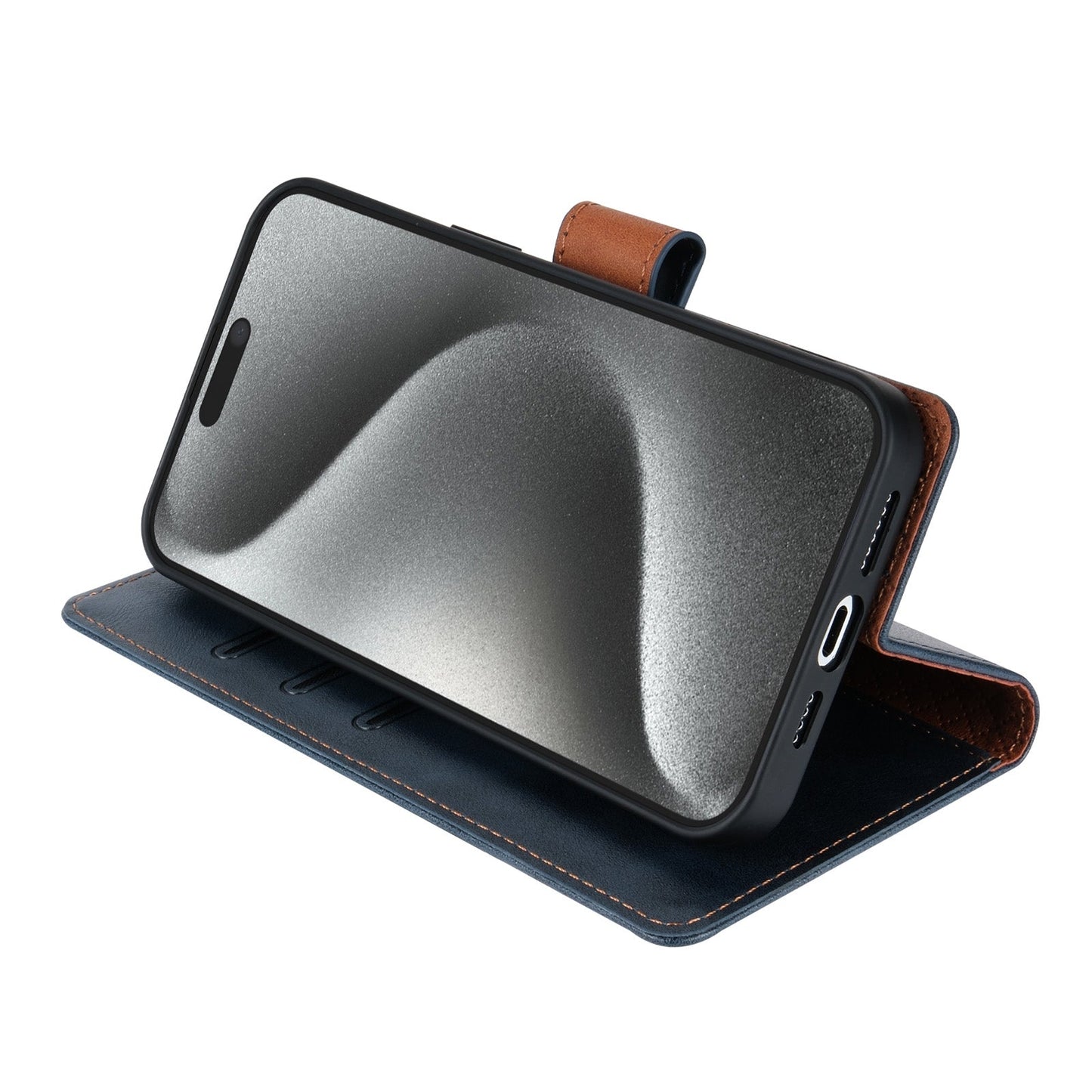 For iPhone 16e N.BEKUS CSJ-P1 Solid Color Leather Phone Case(Blue)