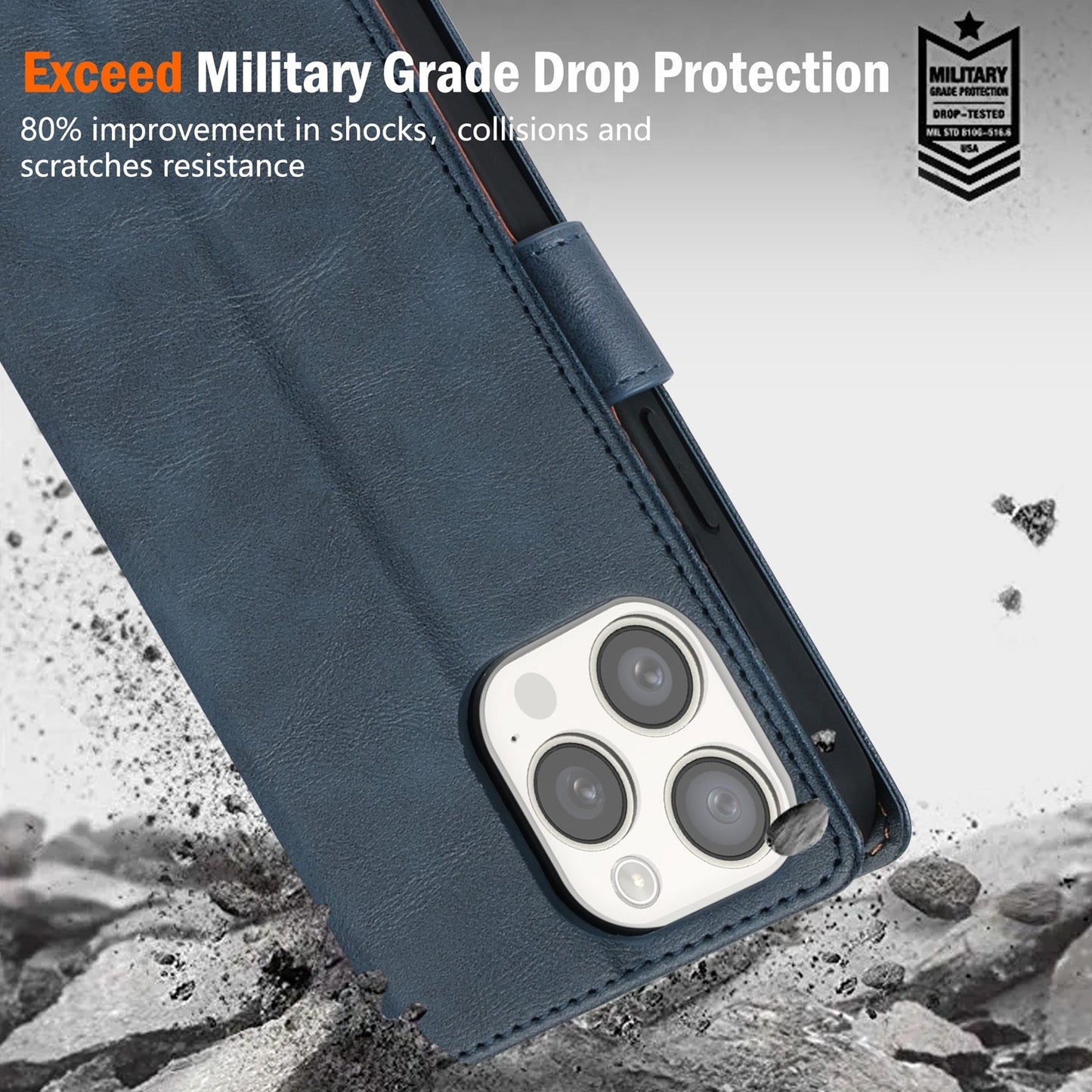 For iPhone 16e N.BEKUS CSJ-P1 Solid Color Leather Phone Case(Blue)