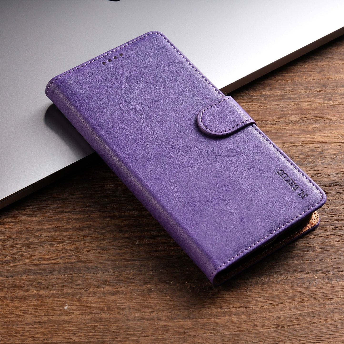 For iPhone 16e N.BEKUS CSJ-P1 Solid Color Leather Phone Case(Purple)