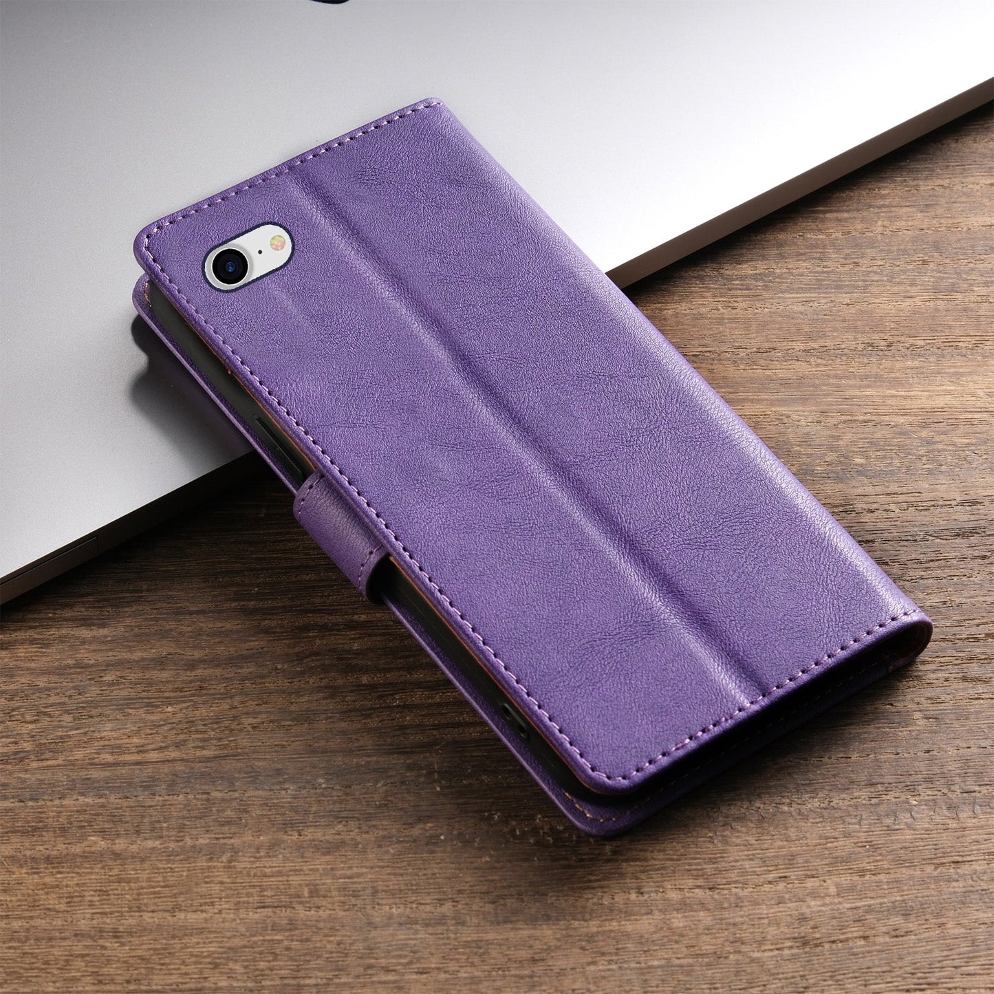For iPhone 16e N.BEKUS CSJ-P1 Solid Color Leather Phone Case(Purple)