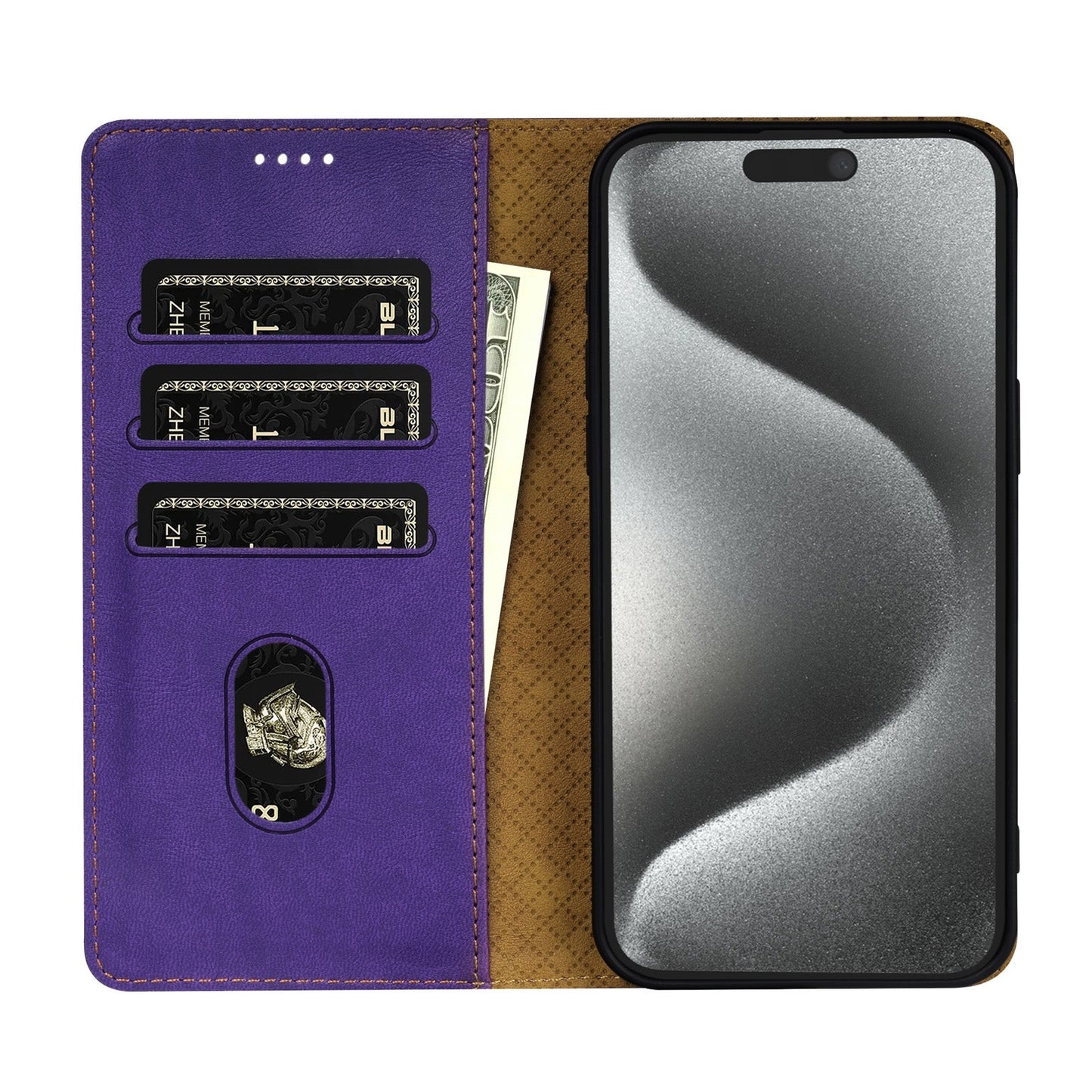 For iPhone 16e N.BEKUS CSJ-P1 Solid Color Leather Phone Case(Purple)
