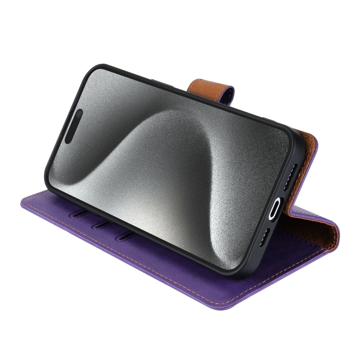 For iPhone 16e N.BEKUS CSJ-P1 Solid Color Leather Phone Case(Purple)