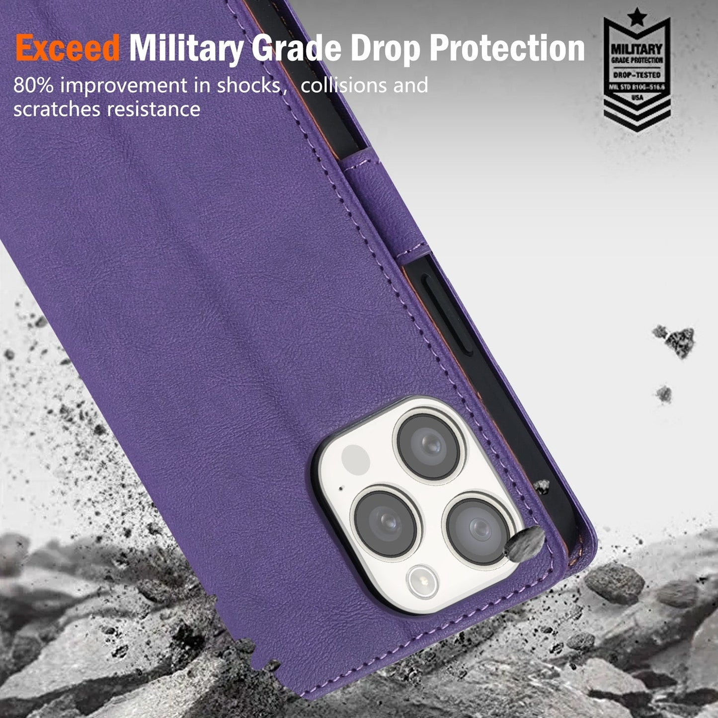For iPhone 16e N.BEKUS CSJ-P1 Solid Color Leather Phone Case(Purple)