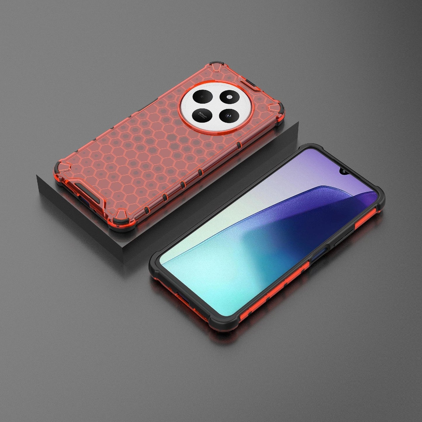 For Redmi 14C 4G Honeycomb Shockproof Phone Case(Red)