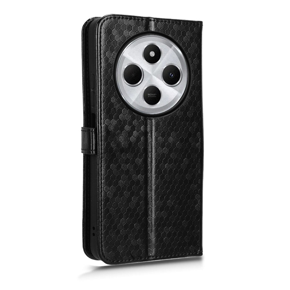 For Redmi 14C 4G Honeycomb Dot Texture Leather Phone Case(Black)
