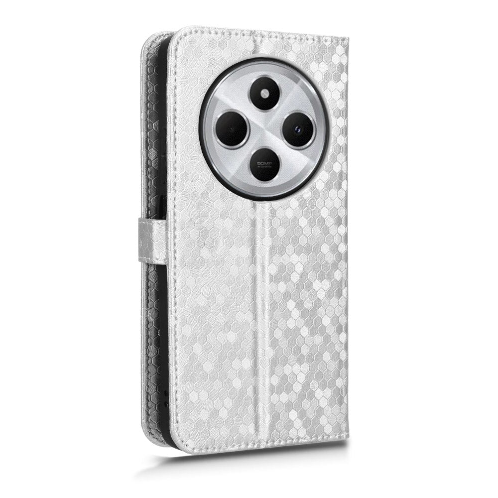 For Redmi 14C 4G Honeycomb Dot Texture Leather Phone Case(Silver)